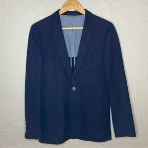 Matinique Men’s Navy Blue Cotton/Linen Euro Casual Blazer